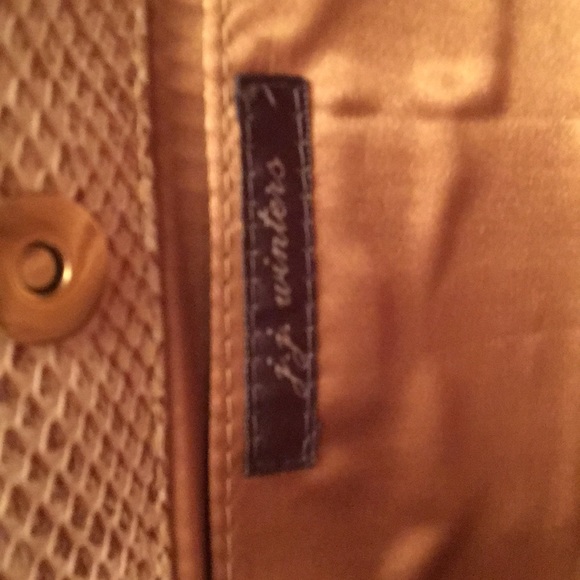 JJ Winters gold crocodile embossed clutch